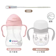 【B.BOX】防漏PP水杯240ml+TLI入口式直飲水杯200ml+吸管刷 橘+灰精靈