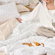 (網路獨家)英國Abelia《山茶序曲》加大天絲木漿纖維拼接四件式兩用被床包組