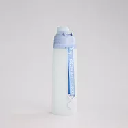 【仁舟淨塑】捲捲矽水瓶3.0 (附吸管)_600ml 單入組 (水壺/隨行杯/環保水瓶) 沁藍