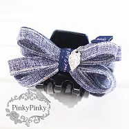 【PinkyPinky Boutique】百搭灰調 多層蝴蝶結抓夾 鯊魚夾 公主頭夾 (藍色)