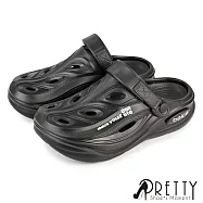 【Pretty】男 洞洞鞋 雨鞋 穆勒鞋 布希鞋 涼拖鞋 兩穿 防水 輕量 厚底 JP28 黑色