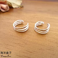 一對價。小巧線條設計S925純銀夾式耳環.耳骨夾