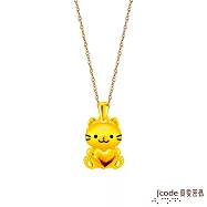 J’code真愛密碼金飾 愛你喵喵硬金墜子 送黑皮繩項鍊