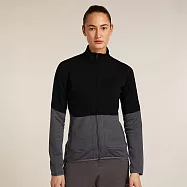 【紐西蘭Icebreaker】女 DESCENDER RealFleece&trade; 長袖刷毛保暖外套-400 S 黑/深灰