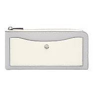 【日本 Legato Largo】12卡超薄輕量皮革長夾 -白+灰