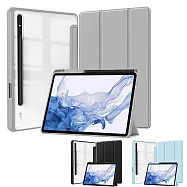 □質感升級!!壓克力保護殼□ 三星 SAMSUNG Galaxy Tab S10 Lite SM-X400 X406 10.9吋 平板電腦保護套 三折斜立 休眠喚醒 皮套 藍色