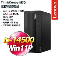 ★記憶體升級★Lenovo ThinkCentre M70t Gen 5 商用桌上型電腦 (i5-14500/16G+16G/512G/W11P/3年保)