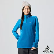【ATUNAS 歐都納】女款POLARTEC THERMAL PRO透氣快乾保暖長袖拉鍊立領杉/POLO衫/大尺碼A1PS2524W- L 海藍