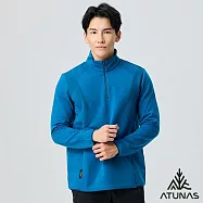 【ATUNAS 歐都納】男款POLARTEC THERMAL PRO透氣快乾保暖長袖拉鍊立領杉/POLO衫/大尺碼A1PS2522M- M 海藍