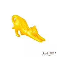 J’code真愛密碼金飾 貓跳台-伸懶腰貓咪硬金擺件