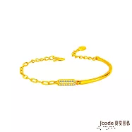 J’code真愛密碼金飾 晶彩硬金手鍊-長方半鍊款