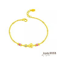 J’code真愛密碼金飾 粉綻小花硬金手鍊