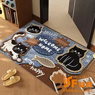 【iSFun】吸水珪藻土 浴室廚房軟地墊50x80cm/牛仔小貓 牛仔小貓