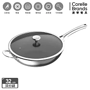 (雙鍋組)【美國康寧】DuraNano晶奈無塗層不沾不鏽鋼深炒鍋30cm+平煎鍋24cm