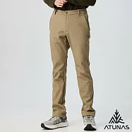 【ATUNAS 歐都納】男款刷毛抗風保暖輕量長褲/大尺碼/小尺碼A6PA2531M- S 卡其棕