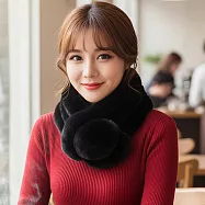 Seoul Show首爾秀 100%獺兔毛三管加厚圍脖真毛皮草圍巾 黑色