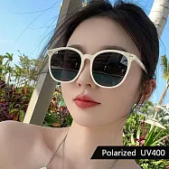 【SUNS】時尚圓框墨鏡 Polarized偏光墨鏡 潮流明星款 顯小臉 輕量/防眩光/遮陽/抗UV400 S2018 象牙白