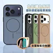 全彩撞色系列 iPhone 17 Pro 磨砂膚感磁吸軍規手機殼 煙墨黑