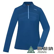 【ATUNAS 歐都納】女款SOLAR-FLEECE薄刷毛長袖立領拉鍊衫/POLO衫/大尺碼A1PS2338W- L 深藍