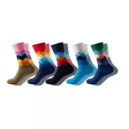 【JAR嚴選】INS男女情侶款潮流時尚圖案趣味個性中筒襪子5入組 菱格漸層5入組