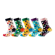 【JAR嚴選】INS男女情侶款潮流時尚圖案趣味個性中筒襪子5入組 繽紛斑點5入組