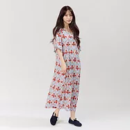 好我_Kelly小V領拋袖長洋裝 FREE 白底紅花