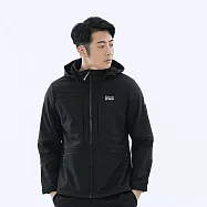 【遊遍天下】男款GlobeTex防水透濕防風保暖刷毛軟殼外套(GJ23051) 5XL 曜岩黑