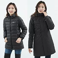 【遊遍天下】女款長版二件式防水防風外套羽絨外套(GJ25014) 2XL 黑灰