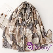 【Decoy】金秋銀杏 燙金薄款時尚兩用披肩圍巾/卡其灰 卡其灰