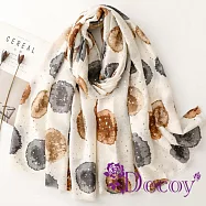 【Decoy】雙色圓點 燙金薄款時尚兩用披肩圍巾/米白 米白