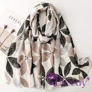 【Decoy】繁花交錯 燙金薄款時尚兩用披肩圍巾/黑 黑