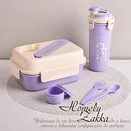 【Homely Zakka】可微波高顏值撞色馬卡龍享瘦分隔餐盒/便當盒附同款水杯_3色任選 馬卡龍紫