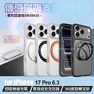DAPAD iPhone 17 Pro 6.3 專利傳感技術磁吸360度支架保護殼-附相機電子按鍵 黑透