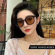 【SUNS】韓版ins墨鏡 高級感日落墨鏡 明星款墨鏡 顯白大框金屬太陽眼鏡 抗UV400 S234 黑框茶片
