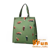 【iSFun】折疊手提 保溫保冷三角便當袋/綠浣熊 浣熊