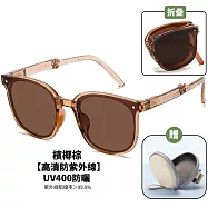 【Trendy】都市百搭高清抗UV太陽鏡 加贈氣墊收納包 折疊好收納 顏值提升99% 檳椰棕