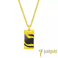 【Just Gold 鎮金店】稜變·黑瑪瑙 AURA-流線 黃金吊墜(不含鍊)