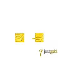 【Just Gold 鎮金店】稜變· 極光 AURA-方 黃金耳環