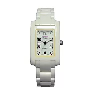 Vaness 經典透亮數字時刻陶瓷腕錶-白桃紅-小