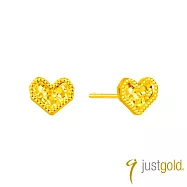 【Just Gold 鎮金店】閃閃心語 黃金耳環 (網路限定)