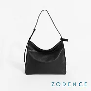 ZODENCE MURIEL植鞣真皮極簡個性HOBO肩背包 黑色