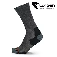 Lorpen 男美麗諾羊毛健行襪 MHLCM 【灰黑】M-L (西班牙製造 羊毛襪) M 灰黑