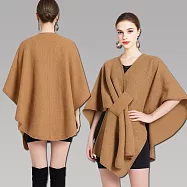 seoul show首爾秀 多變穿帶保暖圍巾針織外套斗篷披肩 卡其