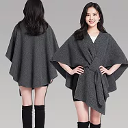 seoul show首爾秀 多變穿帶保暖圍巾針織外套斗篷披肩 深灰