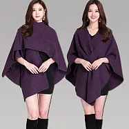 seoul show首爾秀 多變穿帶保暖圍巾針織外套斗篷披肩 紫色