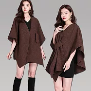 seoul show首爾秀 多變穿帶保暖圍巾針織外套斗篷披肩 咖啡