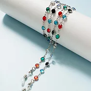 seoul show首爾秀 六色彩鑽兩用口罩掛繩鏈墨鏡平光眼鏡鍊老花近視防丟鍊 銀色