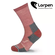 Lorpen 女美麗諾羊毛健行襪 MHLCW 【紅灰】S-M (西班牙製造 羊毛襪) S 紅灰