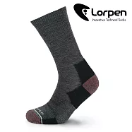 Lorpen 女美麗諾羊毛健行襪 MHLCW 【深灰紅】S-M (西班牙製造 羊毛襪) S 深灰紅