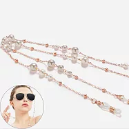 seoul show首爾秀 三珍珠夾珠兩用口罩掛繩鏈墨鏡平光眼鏡鍊老花近視防丟鍊 玫瑰金